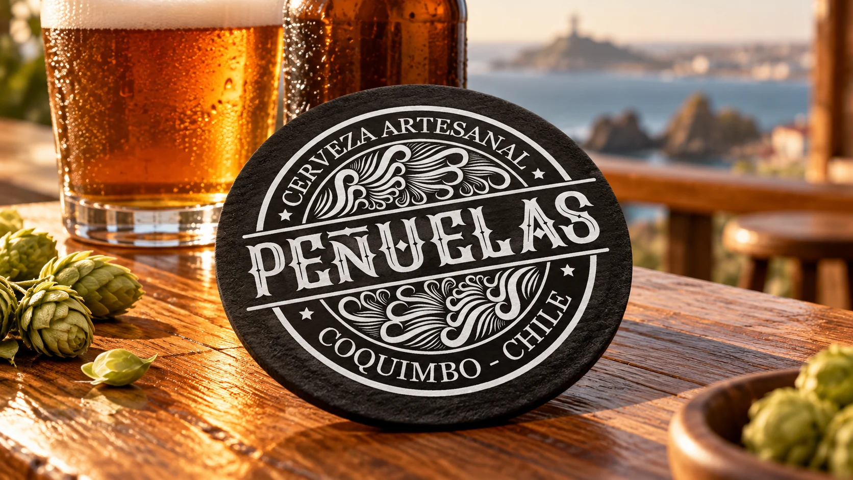 Mockup de presentación de Cerveza Artesanal Peñuelas