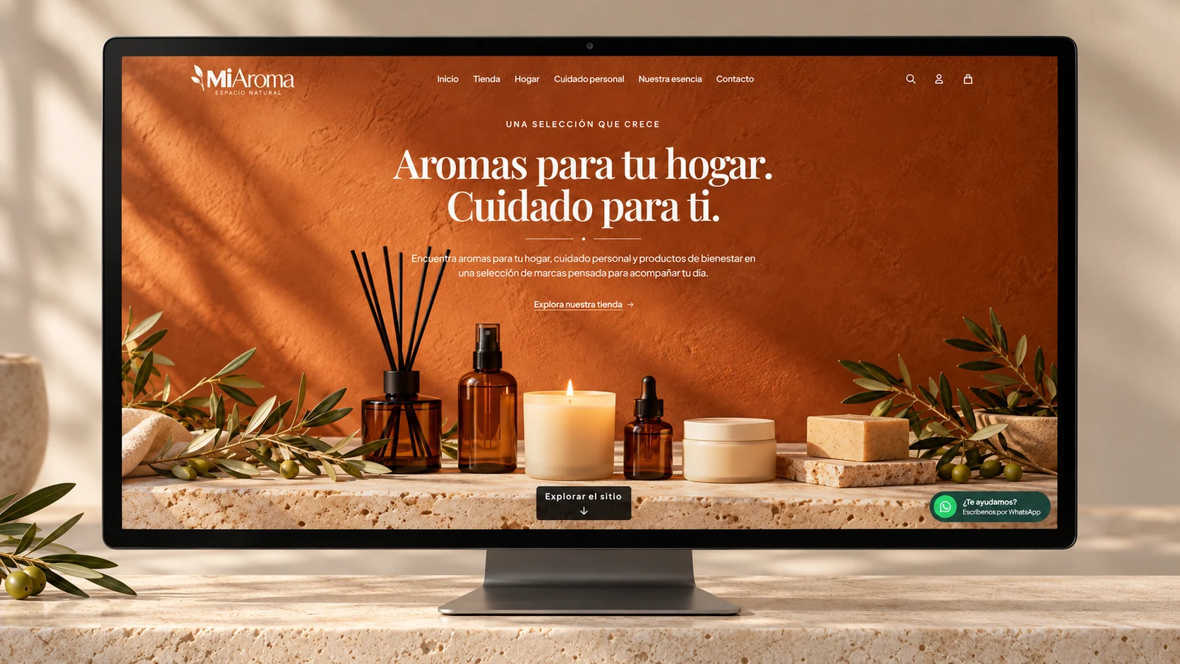 Mockup de presentación de MiAroma