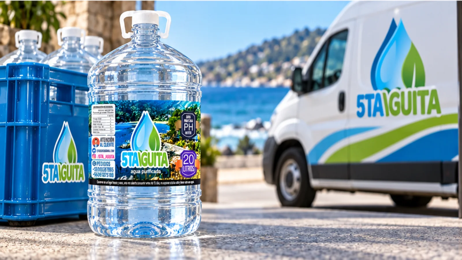 Bidón de agua 5TA AGUITA con su etiqueta