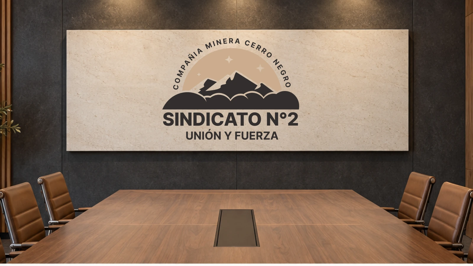 Emblema del Sindicato N.º 2 aplicado en un espacio institucional.