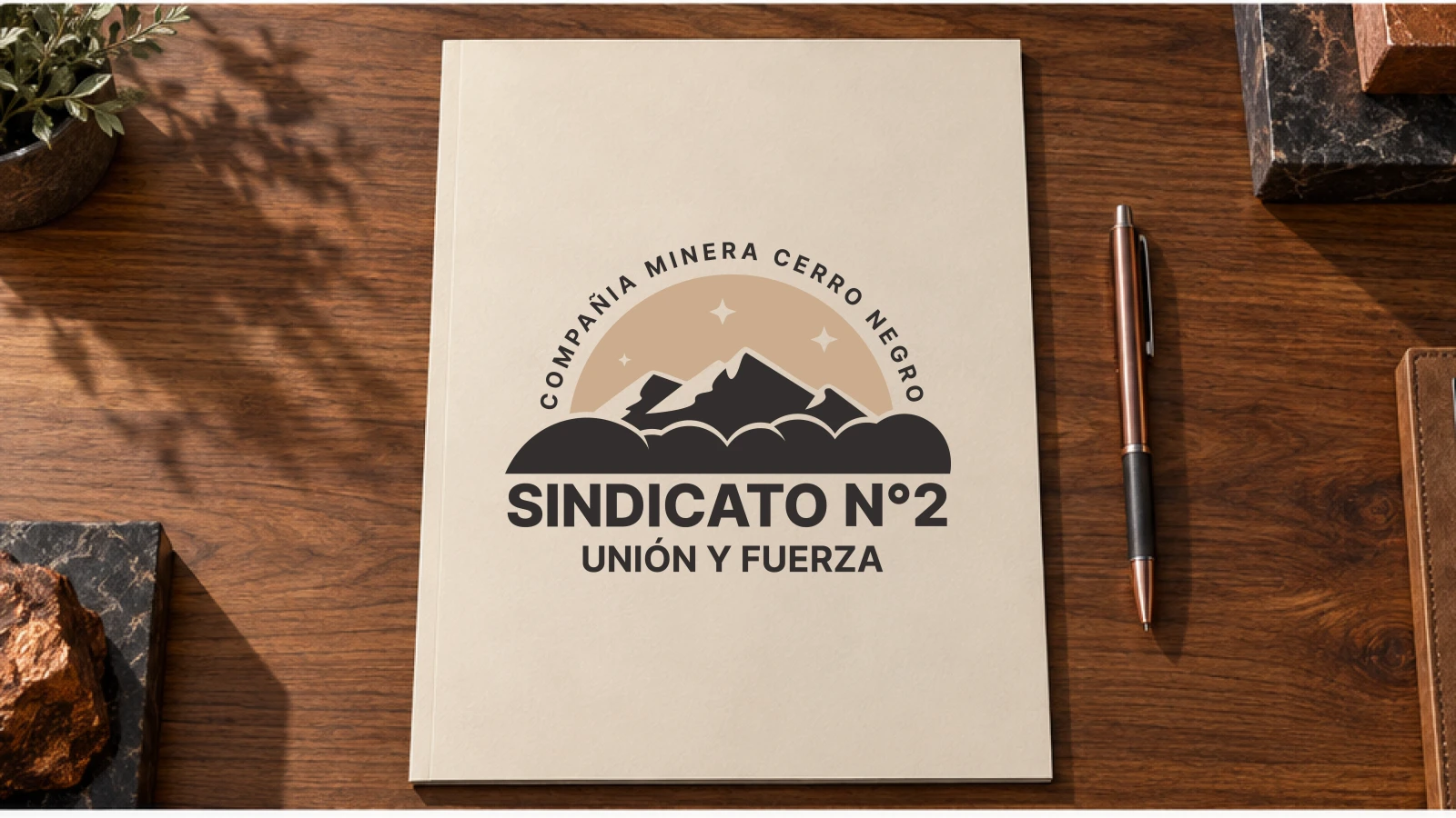 Identidad del Sindicato N.º 2 aplicada a una carpeta.