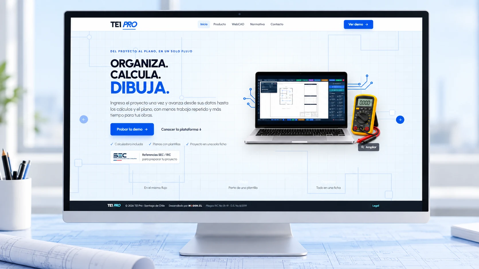 Presentación de TE1 Pro en el portafolio