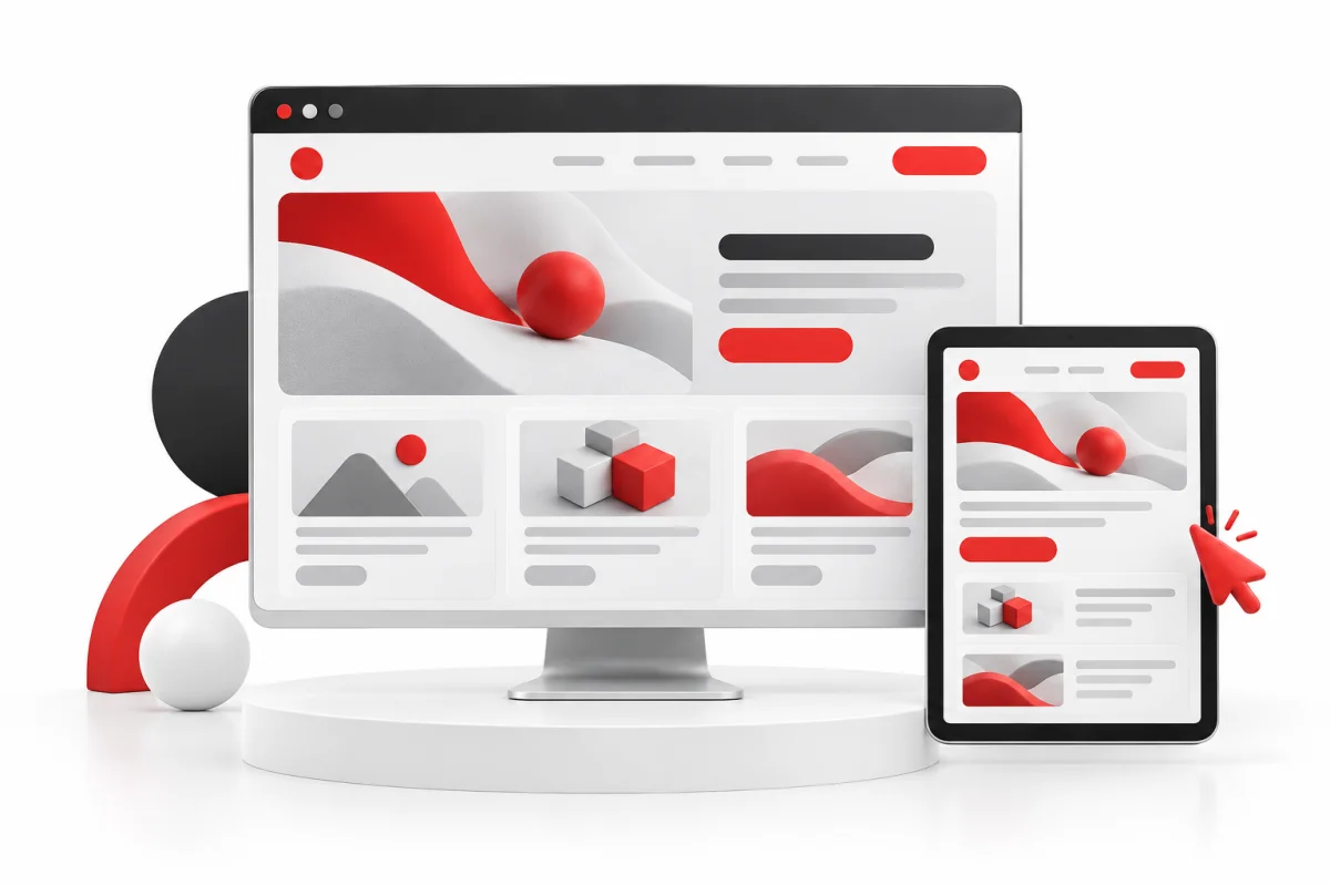Composición 3D de una web adaptable en computador y tablet